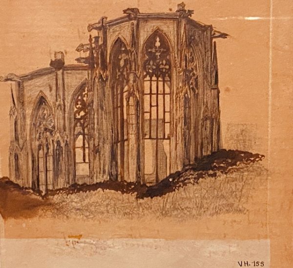 Church ruins at Bacharach by Victor Hugo 1840 exhibt at Maison de Victor Hugo Paris